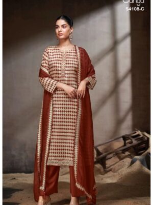 Ganga Rivana party wear silk suits for wedding function - Maroon