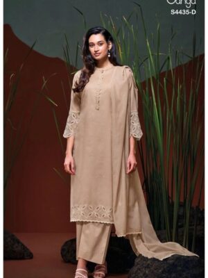Ganga erazya unstitched cotton suits online India - Beige