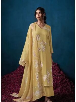 Ganga eleri cotton embroidered salwar suits women - Yellow