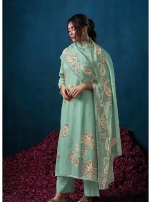 Ganga eleri cotton embroidered salwar suits women - Green