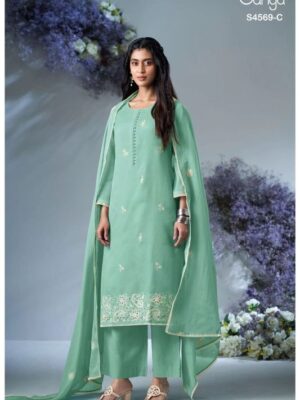 Ganga brinya kota doria unstitched suit - Blue