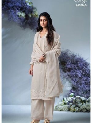 Ganga brinya kota doria unstitched suit - Off White