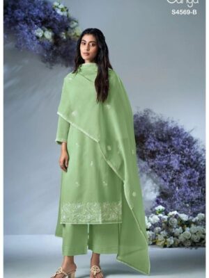 Ganga brinya kota doria unstitched suit - Green